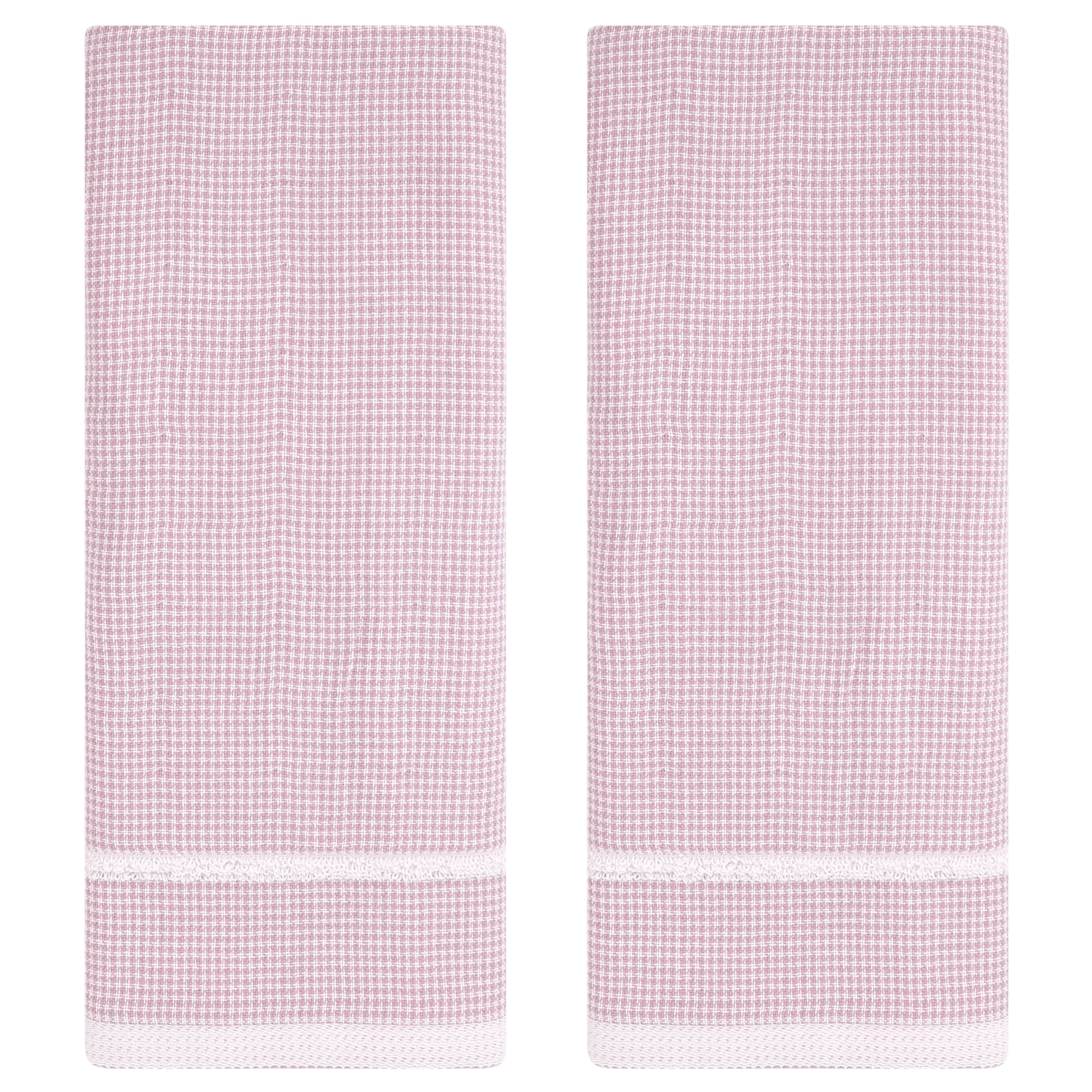 Unique Bargains Striped Decorative Hand Towel Set Cotton Face Towels Pink 2-Piece