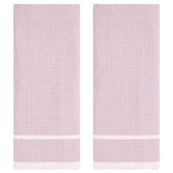 Unique Bargains Striped Decorative Hand Towel Set Cotton Face Towels Pink 2-Piece