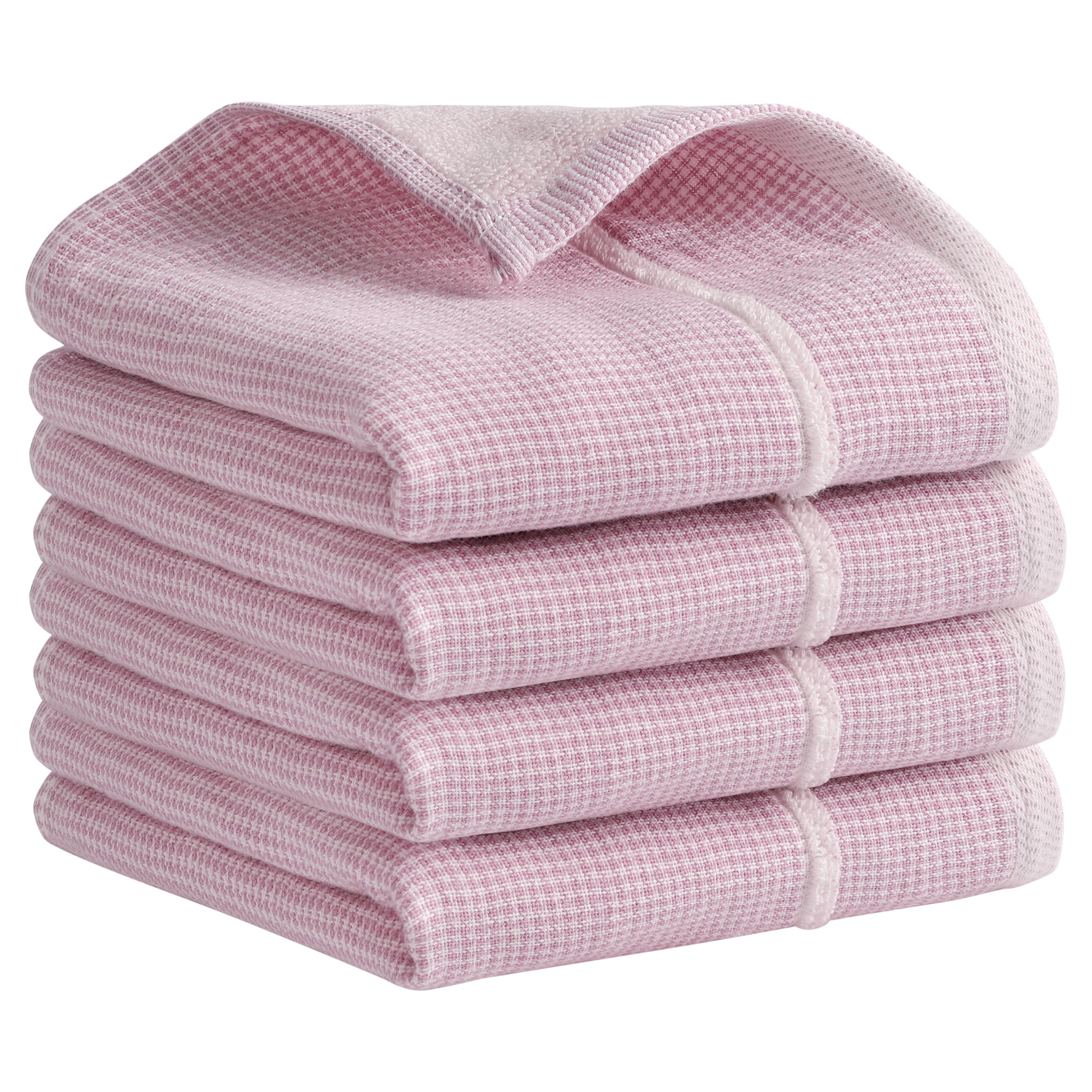 Unique Bargains Striped Decorative Hand Towel Set Cotton Face Towels Pink 4-Piece