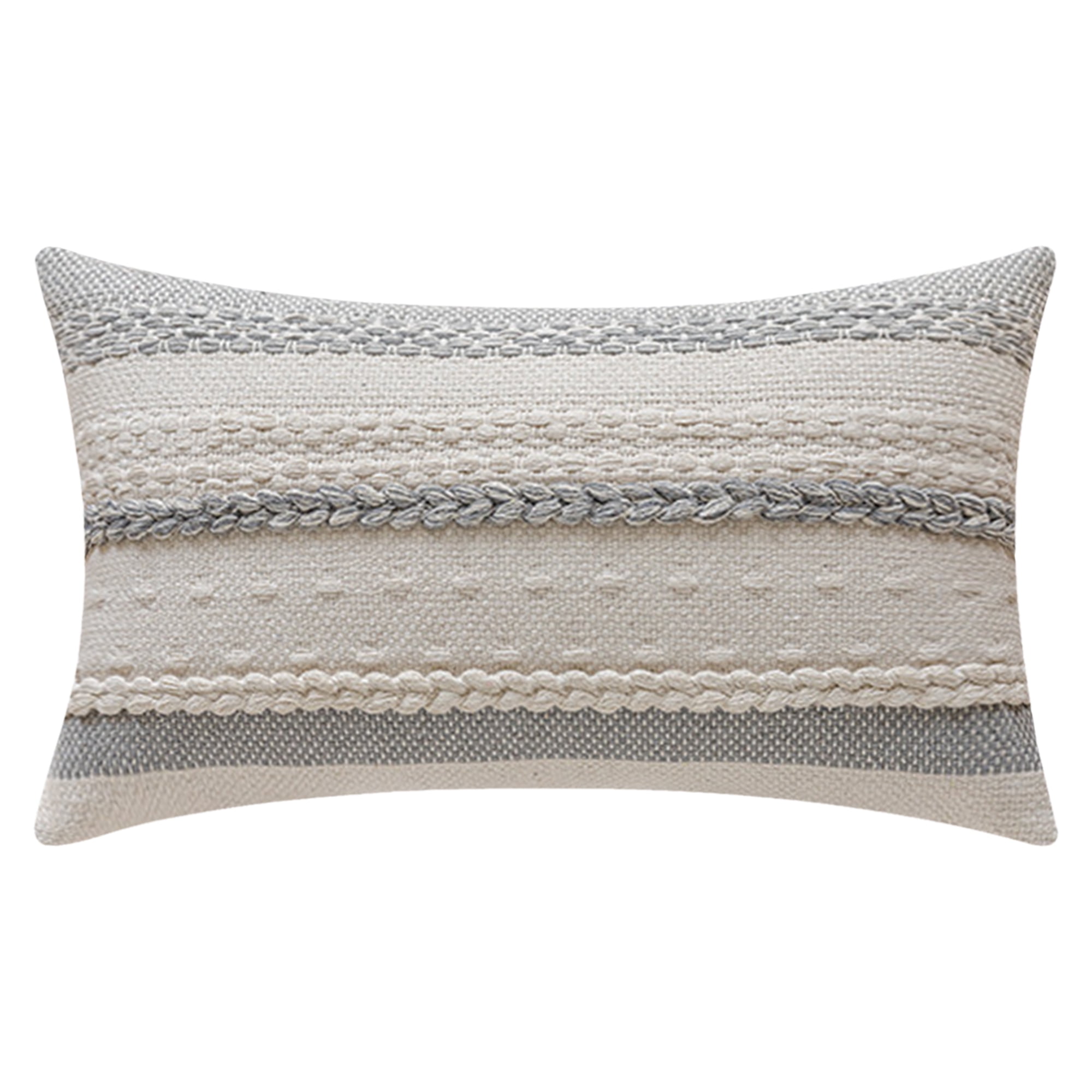 Unique Bargains Striped Decorative Throw Pillow Covers Pack of 1 Grey 12" x 20"