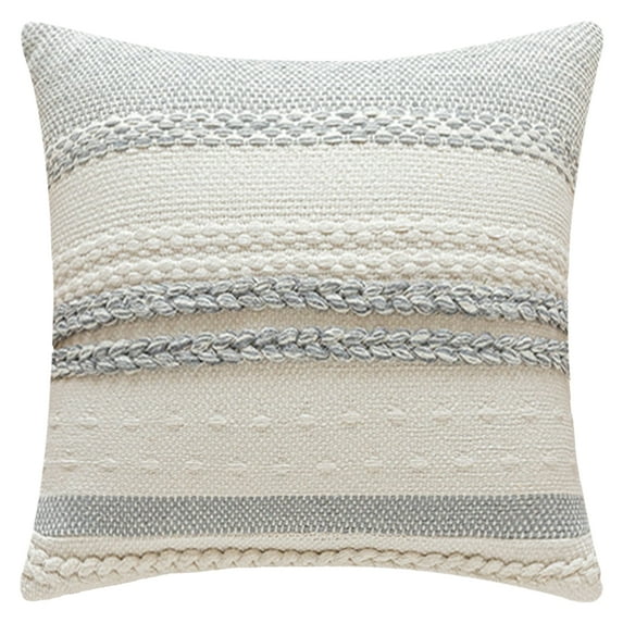 Unique Bargains Striped Decorative Throw Pillow Covers Pack of 1 Grey 18" x 18"