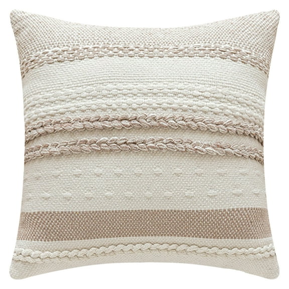 Unique Bargains Striped Decorative Throw Pillow Covers Pack of 1 Khaki 18" x 18"