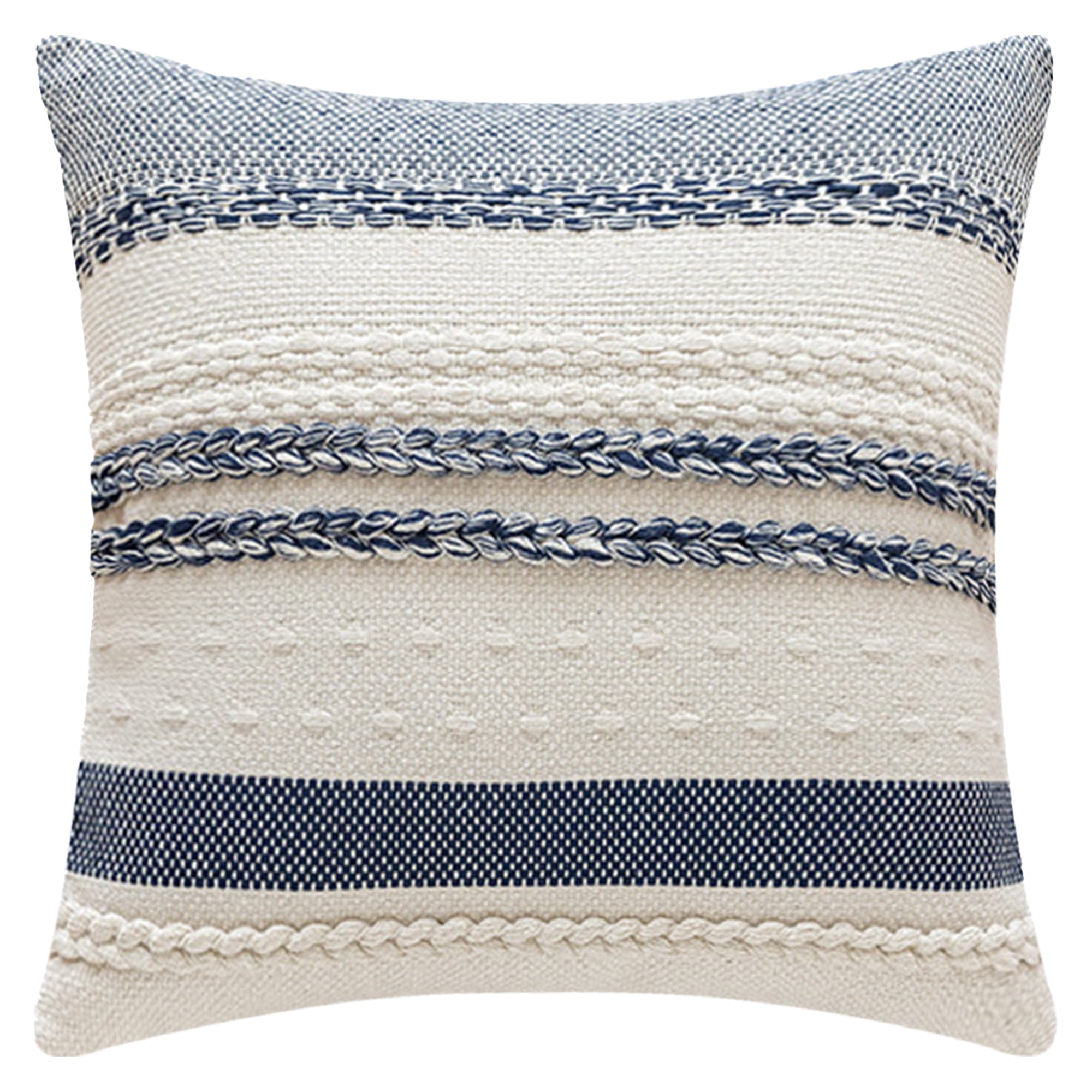 Unique Bargains Striped Decorative Throw Pillow Covers Pack of 1 Navy Blue 18" x 18"
