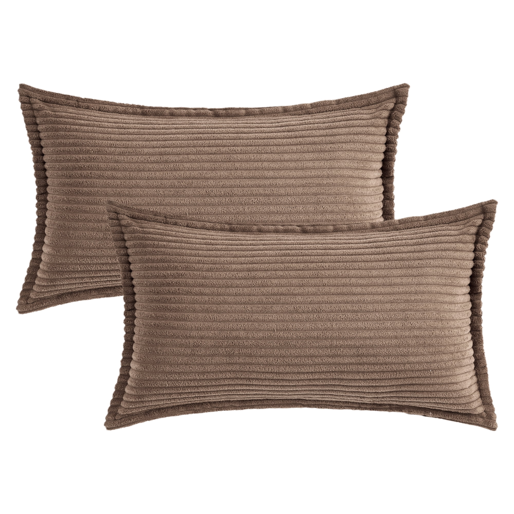 Unique Bargains Striped Decorative Throw Pillow Covers Pack of 2 Brown 12" x 20"