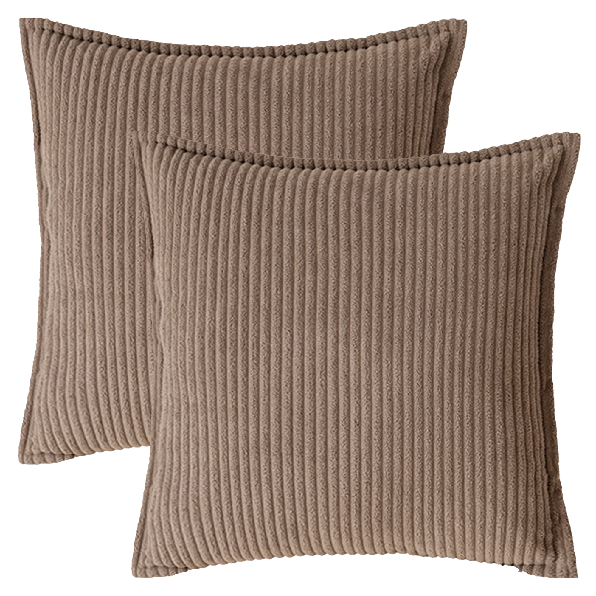 Unique Bargains Striped Decorative Throw Pillow Covers Pack of 2 Brown 20" x 20"