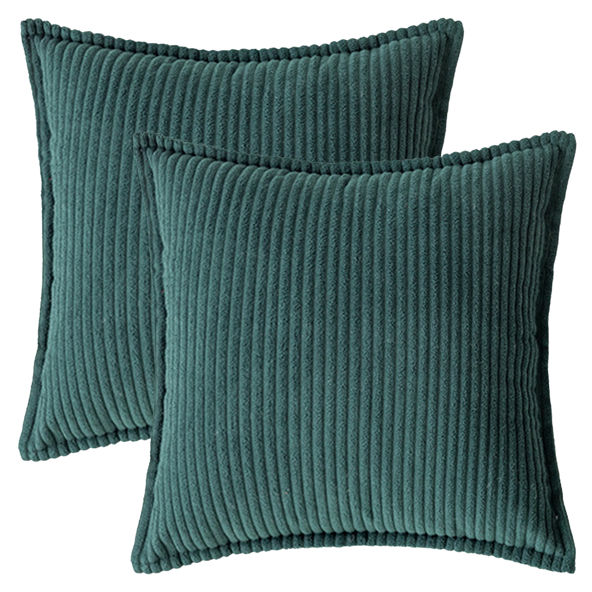 Unique Bargains Striped Decorative Throw Pillow Covers Pack of 2 Dark Green 18" x 18"