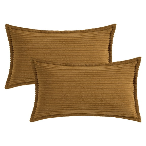 Unique Bargains Striped Decorative Throw Pillow Covers Pack of 2 Dark Yellow 12" x 20"