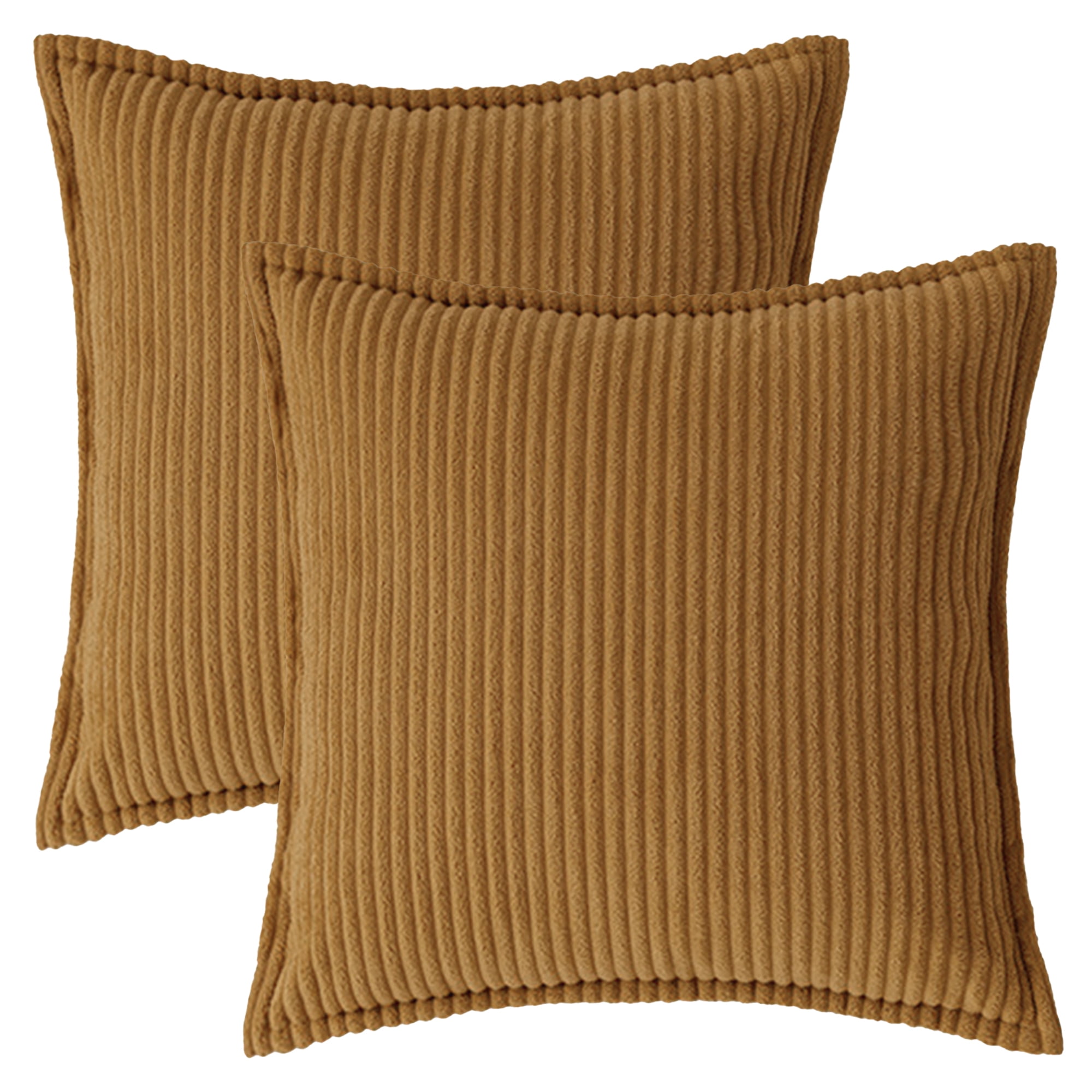 Unique Bargains Striped Decorative Throw Pillow Covers Pack of 2 Dark Yellow 20" x 20"