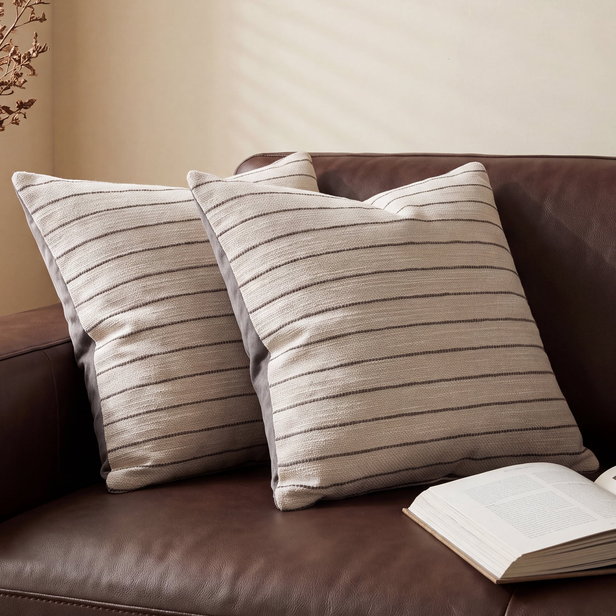 Unique Bargains Striped Geometric Throw Pillow Covers Set of 2 Cushion Cases Grey 18"x18"