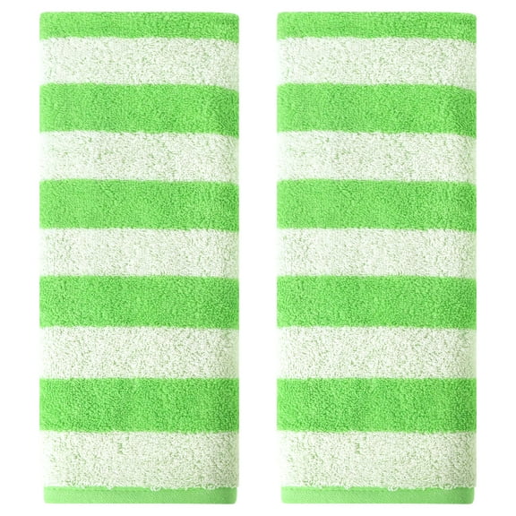 Unique Bargains Striped Hand Towels Absorbent Soft Towel for Kitchen Green 2-Piece