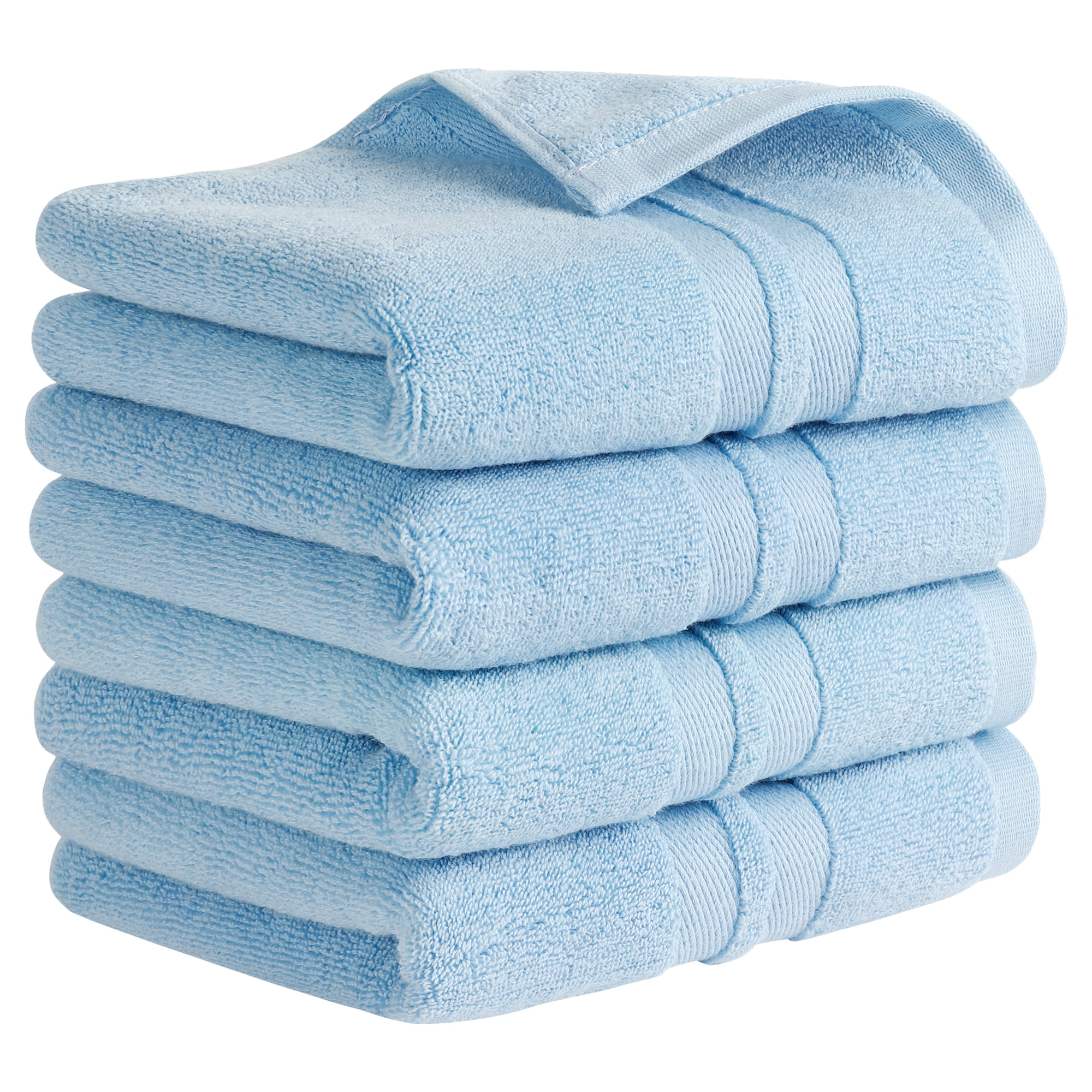 Unique Bargains Striped Hand Towels Cotton Soft Absorbent Towel Blue 4-Piece