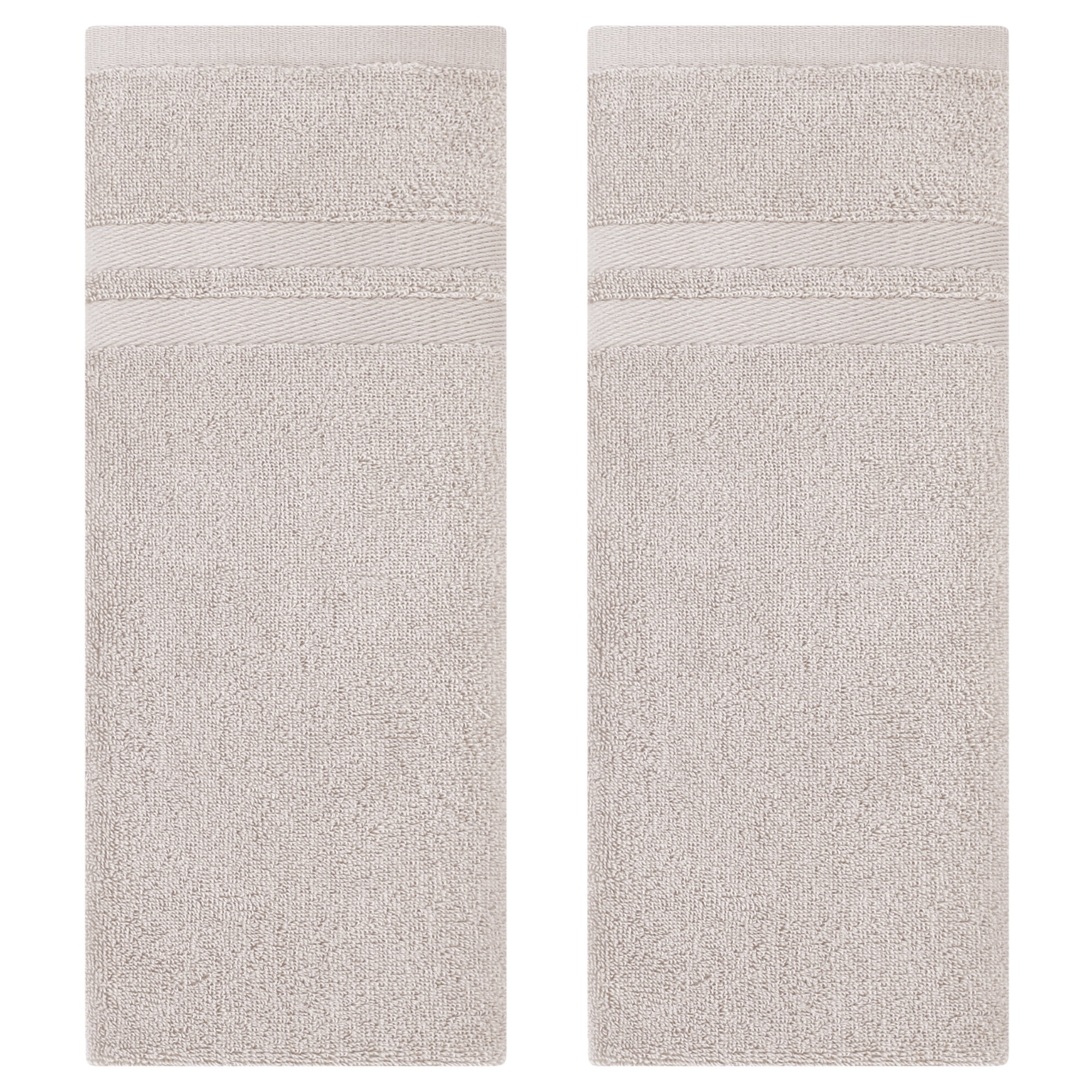 Unique Bargains Striped Hand Towels Cotton Soft Absorbent Towel Brown 2-Piece