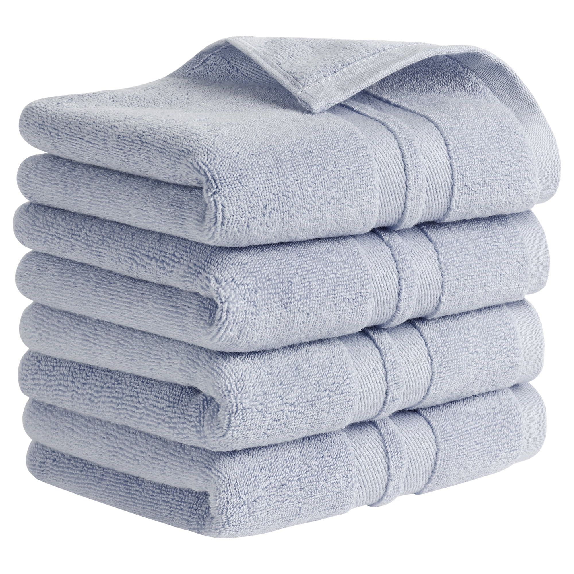 Unique Bargains Striped Hand Towels Cotton Soft Absorbent Towel Grey 4-Piece