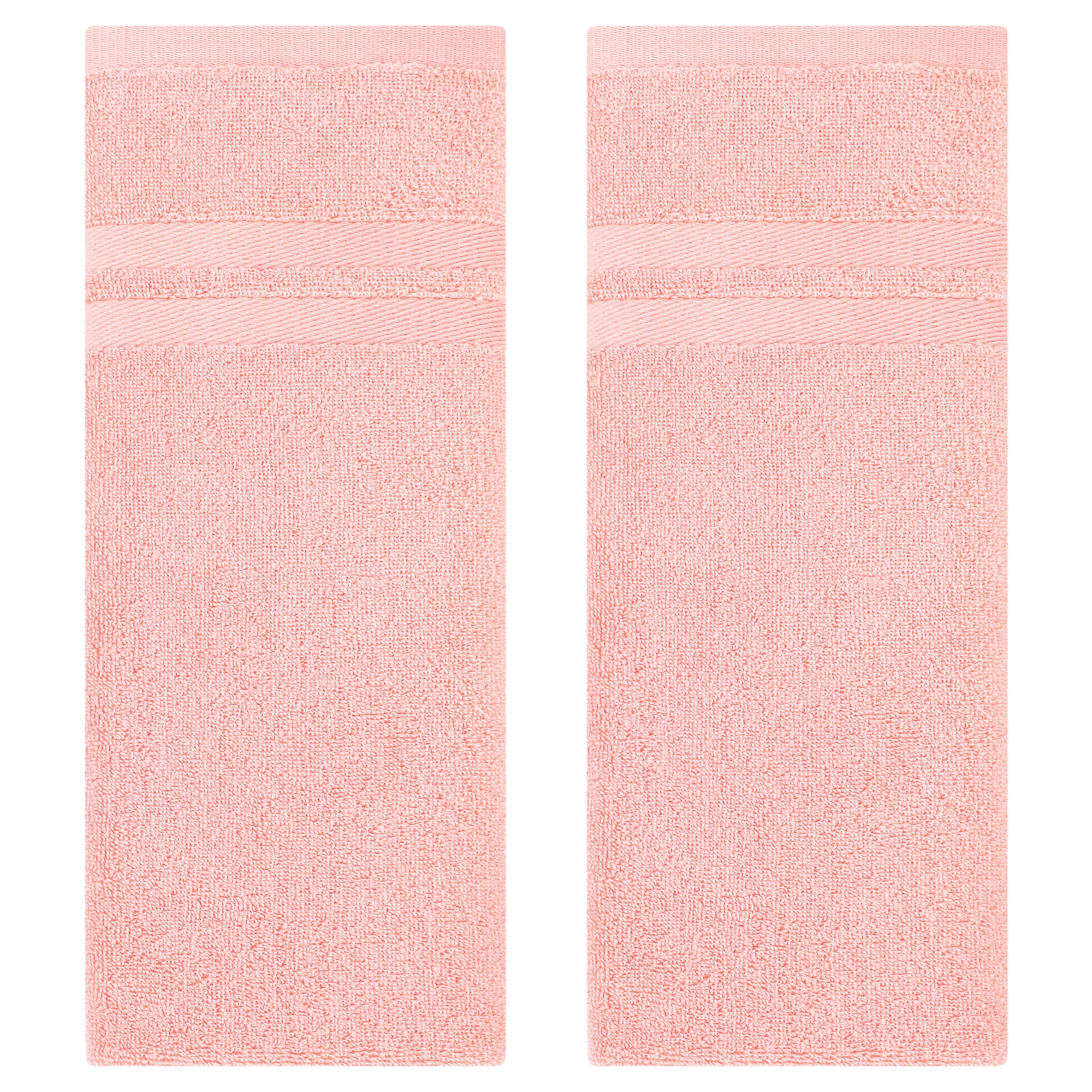 Unique Bargains Striped Hand Towels Cotton Soft Absorbent Towel Pink 2-Piece