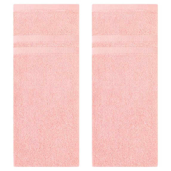 Unique Bargains Striped Hand Towels Cotton Soft Absorbent Towel Pink 2-Piece