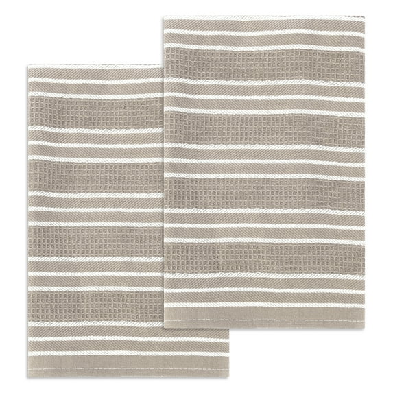 Unique Bargains Striped Kitchen Towels Soft Cotton Dish Towels for Kitchen 26 x 18 Inch Brown 2pk