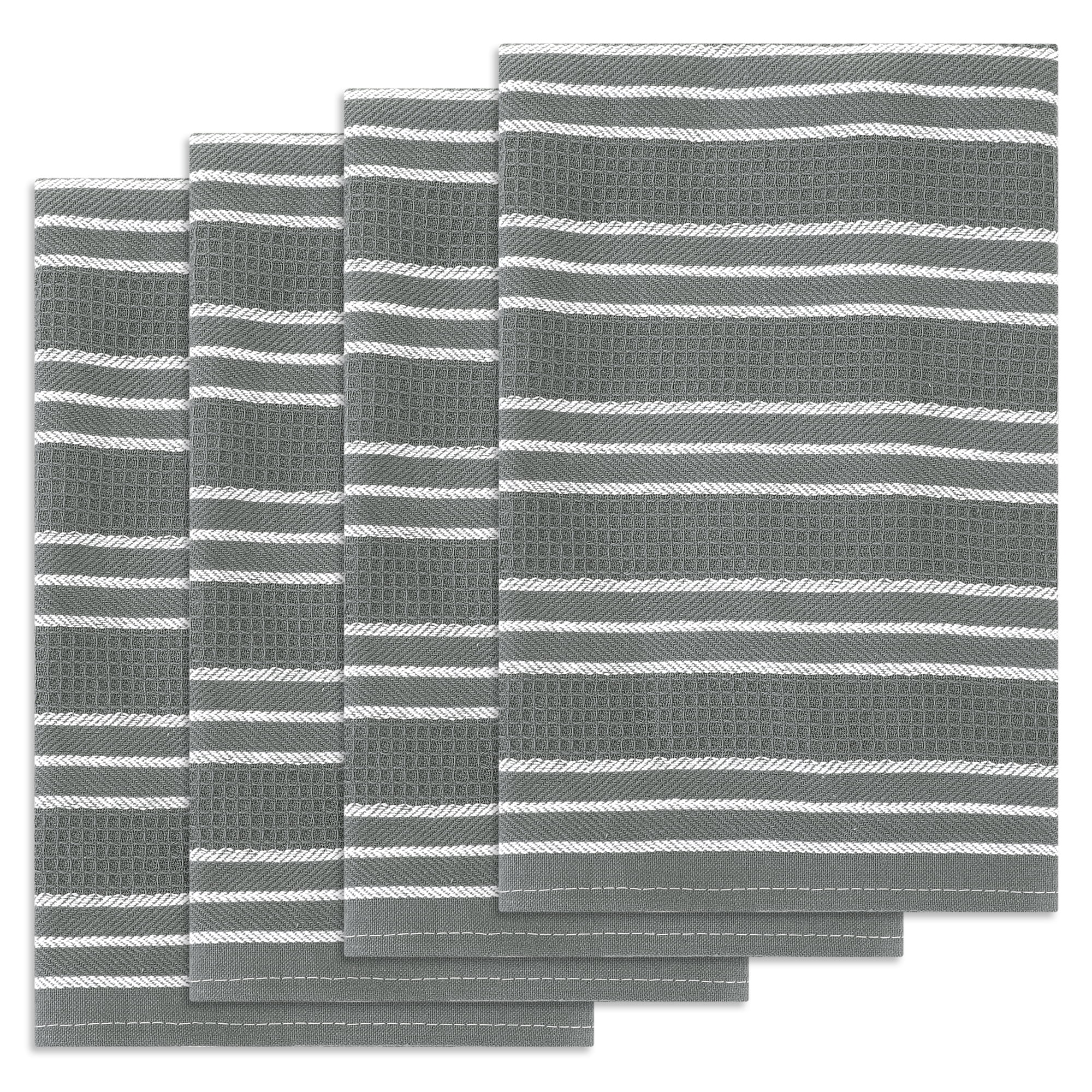 Unique Bargains Striped Kitchen Towels Soft Cotton Dish Towels for Kitchen 26 x 18 Inch Gray 4pk