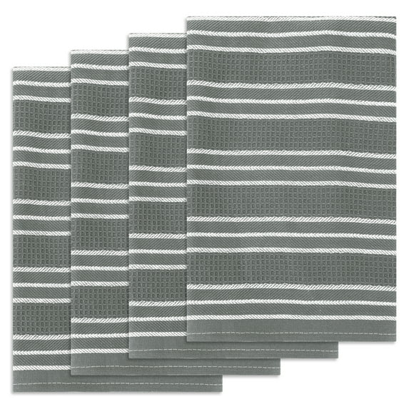Unique Bargains Striped Kitchen Towels Soft Cotton Dish Towels for Kitchen 26 x 18 Inch Gray 4pk