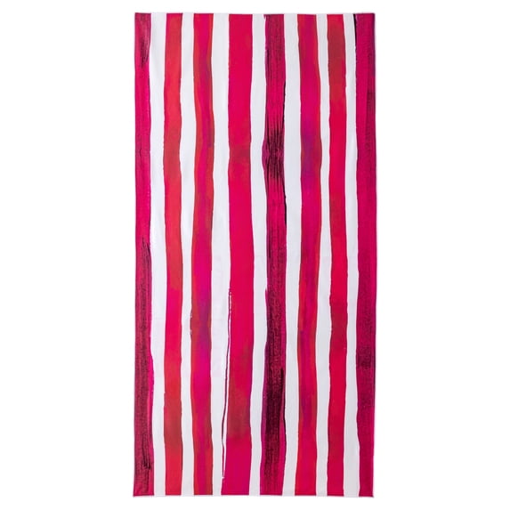 Unique Bargains Striped Lightweight Quick Dry Absorbent Beach Towel Rose Red 63" x 31"