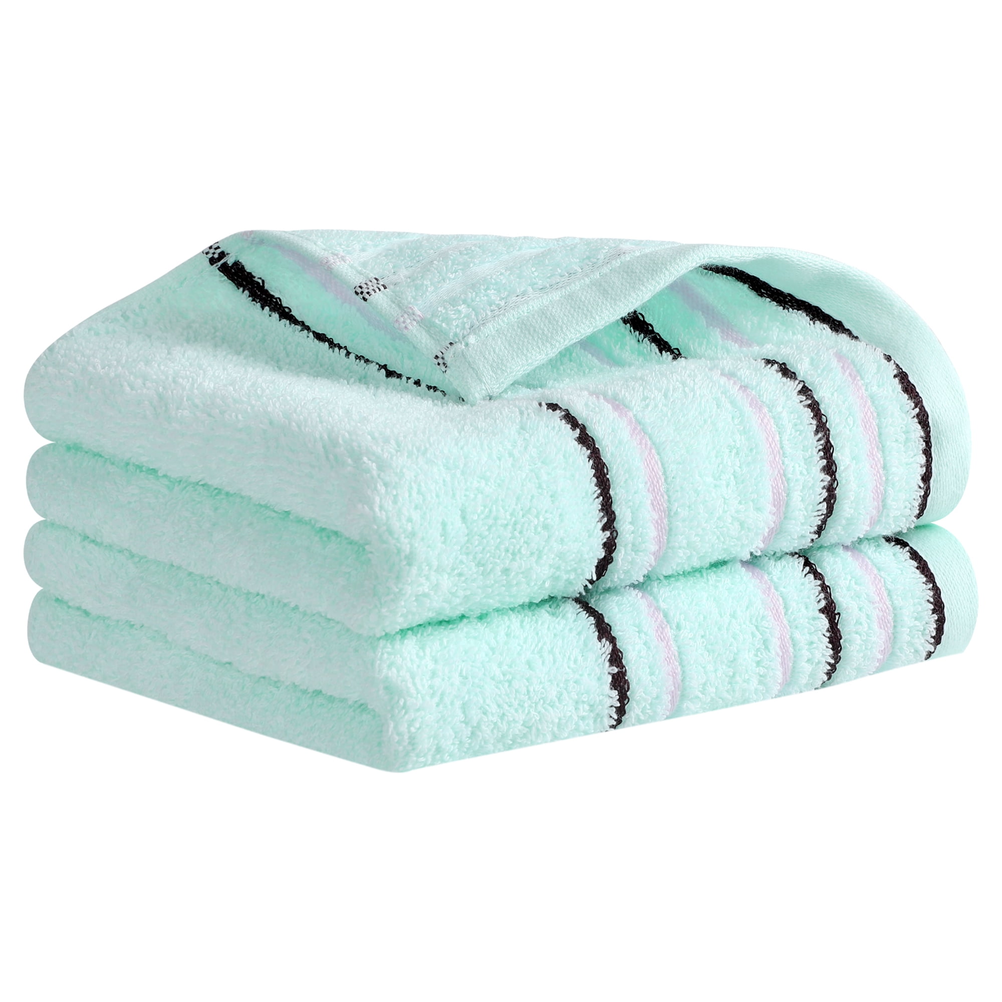 Unique Bargains Striped Pattern Absorbent Hand Towels Blue 2-Piece 13" x 27"