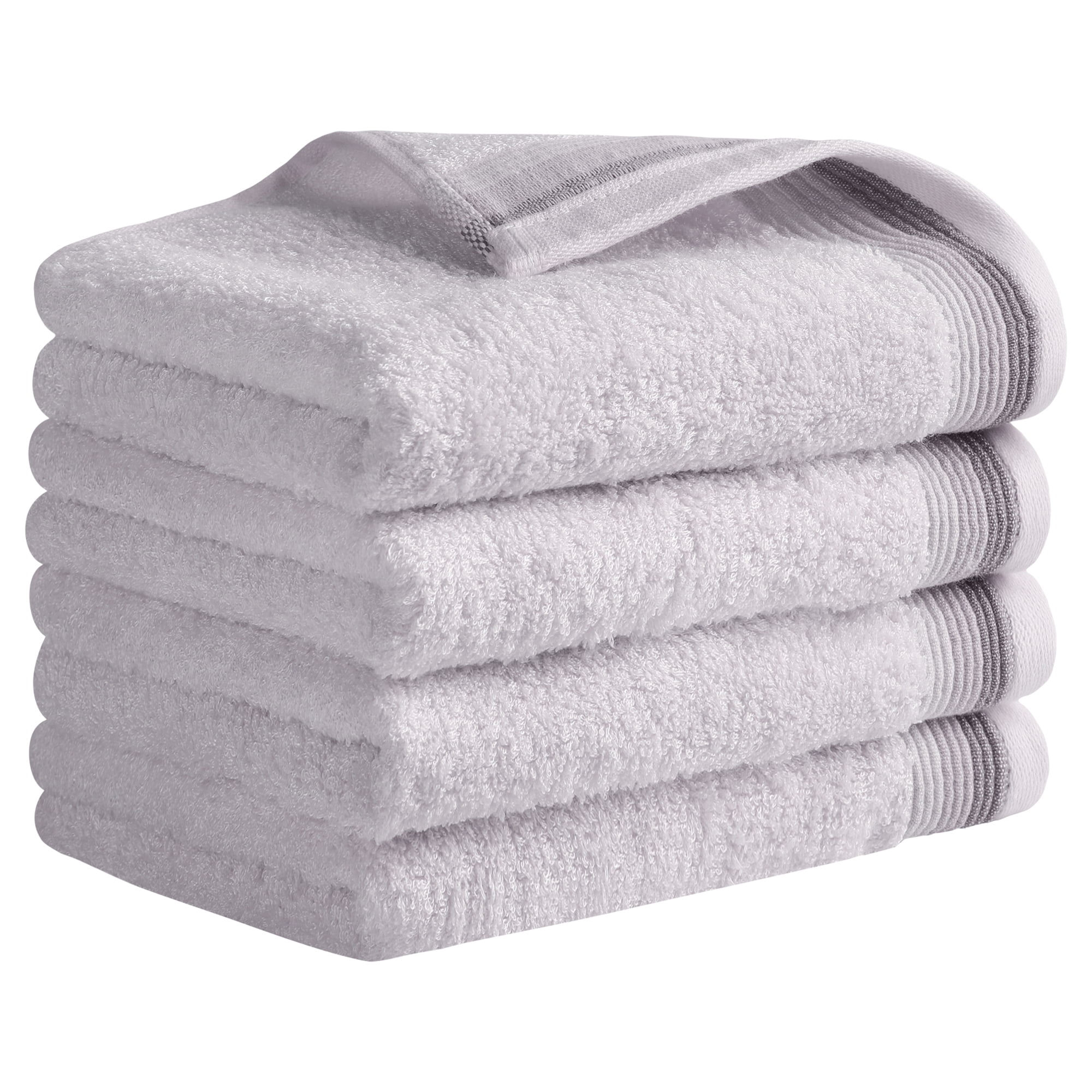 Unique Bargains Striped Pattern Absorbent Hand Towels Grey 4-Piece 14" x 30"