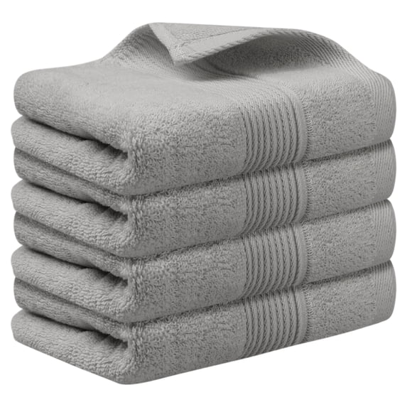 Unique Bargains Striped Pattern Cotton Hand Towels Highly Absorbent and Quick Dry Towels Grey 4