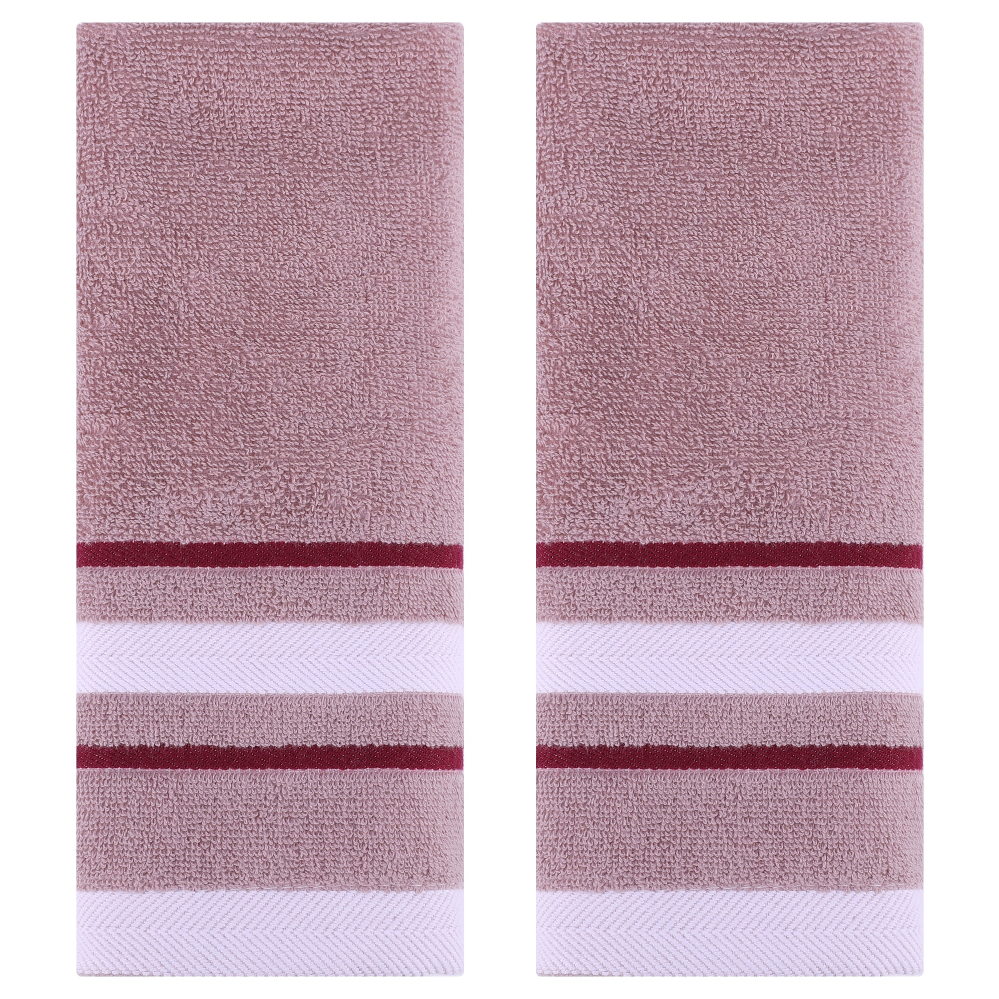 Unique Bargains Striped Set of 2 Absorbent Soft Hand Towels Purple