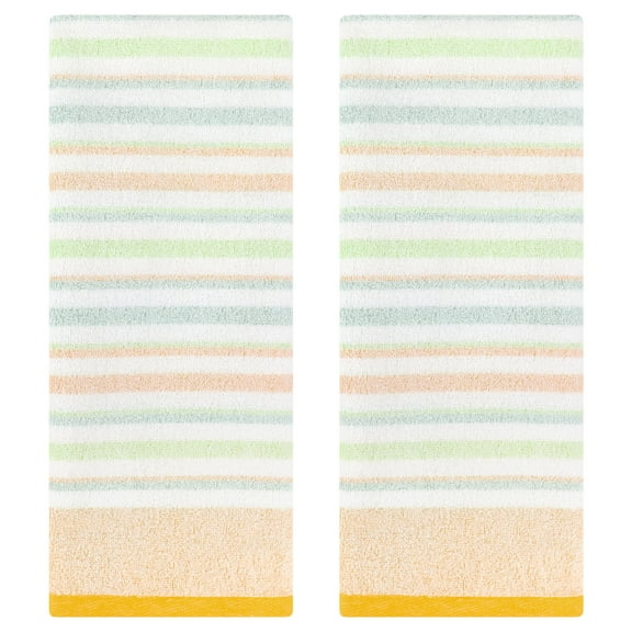 Unique Bargains Striped Soft Hand Towel 4 Pcs Yellow/Blue 13" x 27"/13" x 29"
