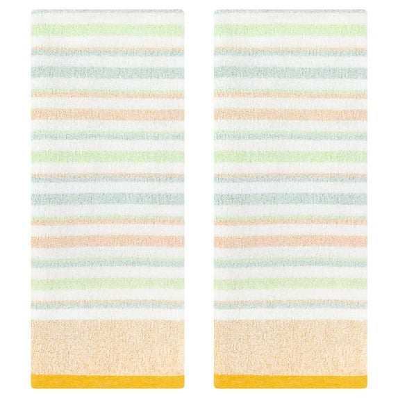 Unique Bargains Striped Soft Hand Towel 4 Pcs Yellow/Purple 13" x 27"/13" x 29"