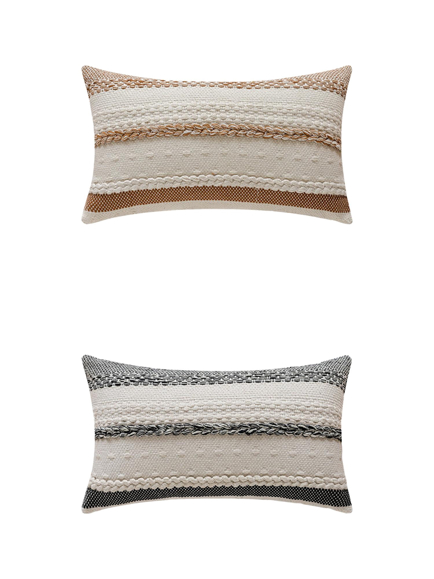 Unique Bargains Striped Throw Pillow Covers Pack of 2 Brown/Black 12" x 20"
