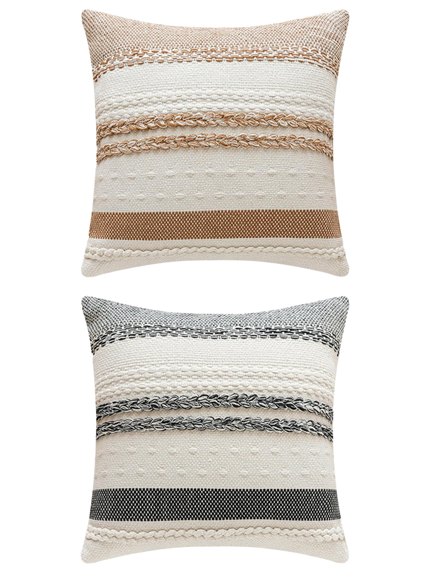 Unique Bargains Striped Throw Pillow Covers Pack of 2 Brown/Black 18" x 18"
