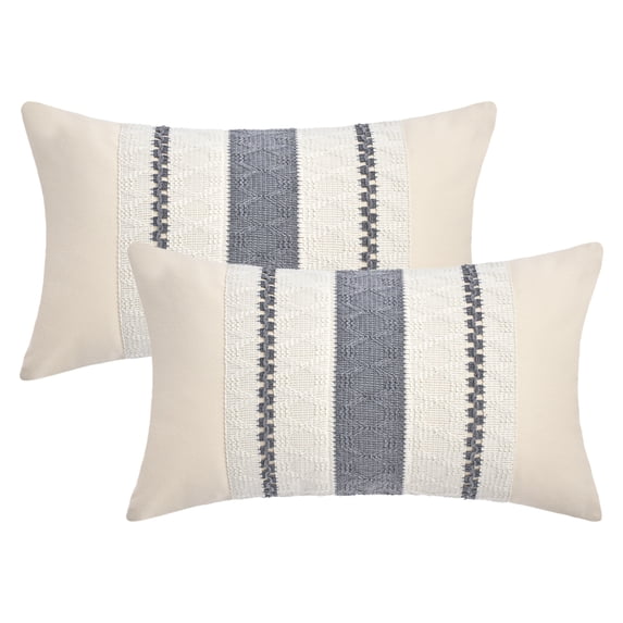 Unique Bargains Striped Throw Pillow Covers Pack of 2 Grey 20" x 12"