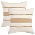 thumbnail image 1 of Unique Bargains Striped Throw Pillow Covers Pack of 2 Khaki 18" x 18", 1 of 7