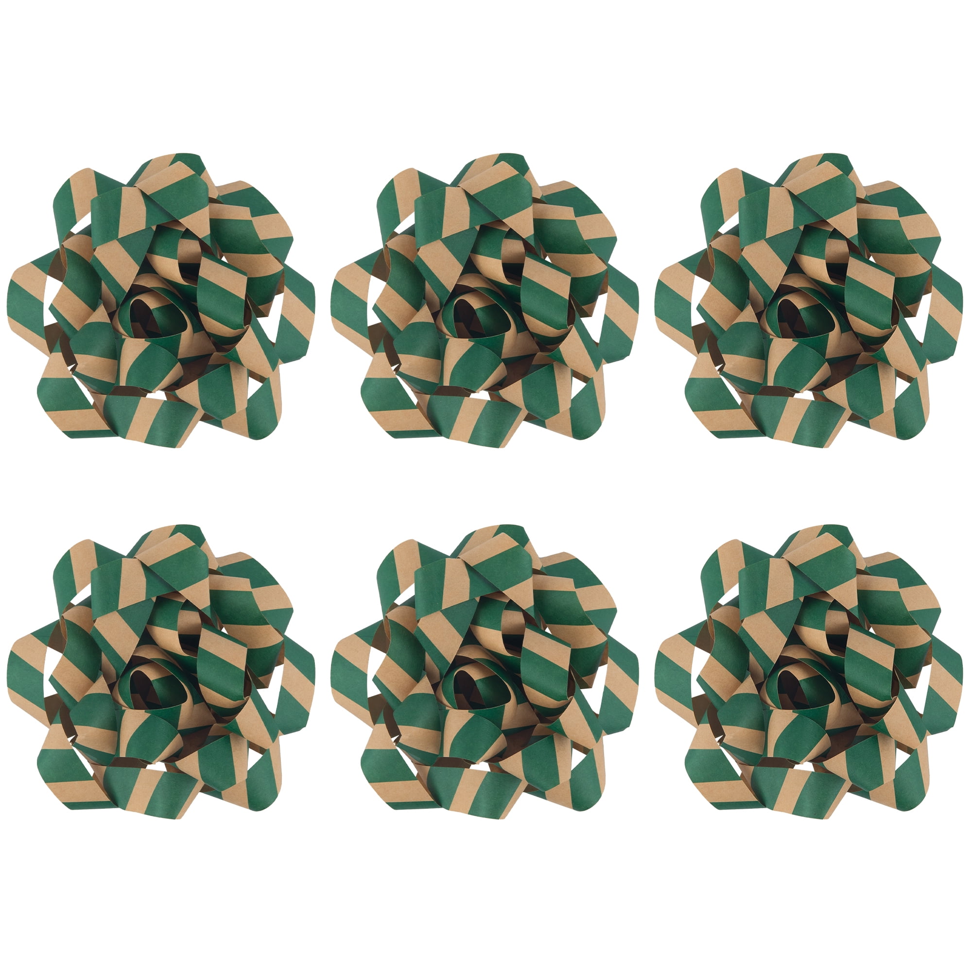 Unique Bargains Striped and Star Patterned Gift Wrapping Bow for All Occasions Green