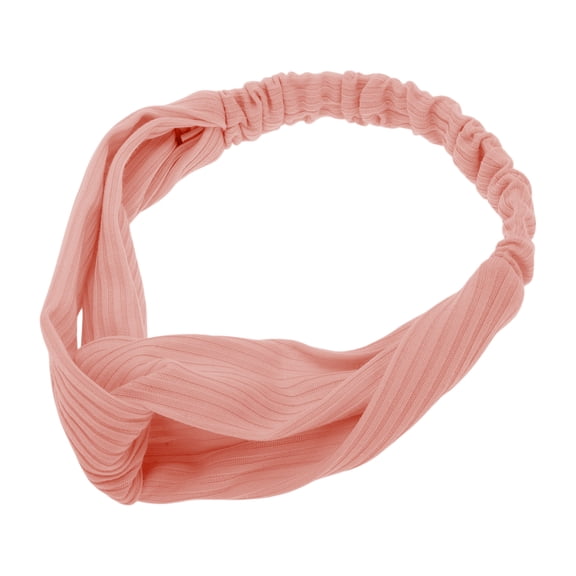 Unique Bargains Stripes Elastic Cross Headwrap Dark Pink