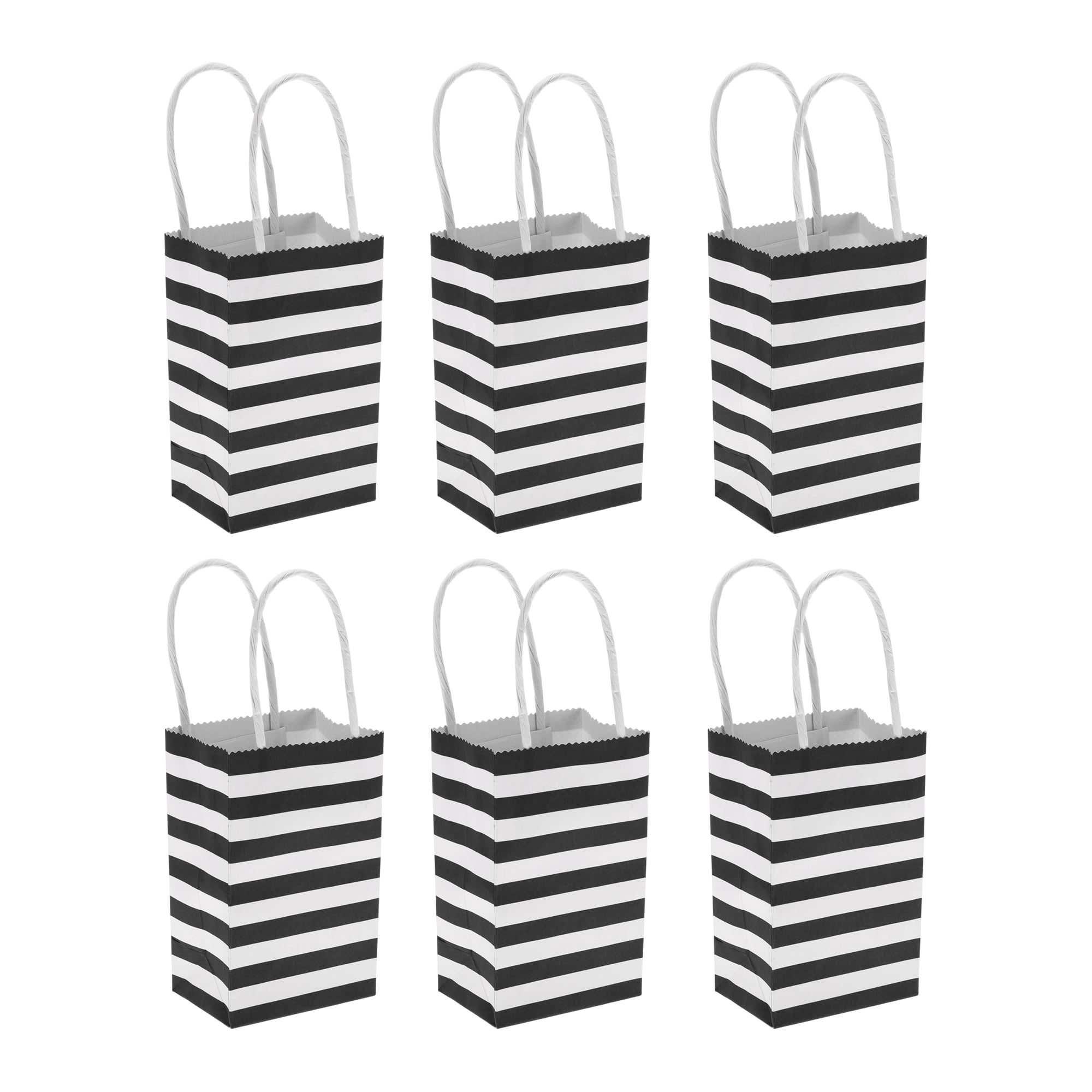 Unique Bargains Stripes Gift Bags 6 Pcs for Birthdays Holidays Black