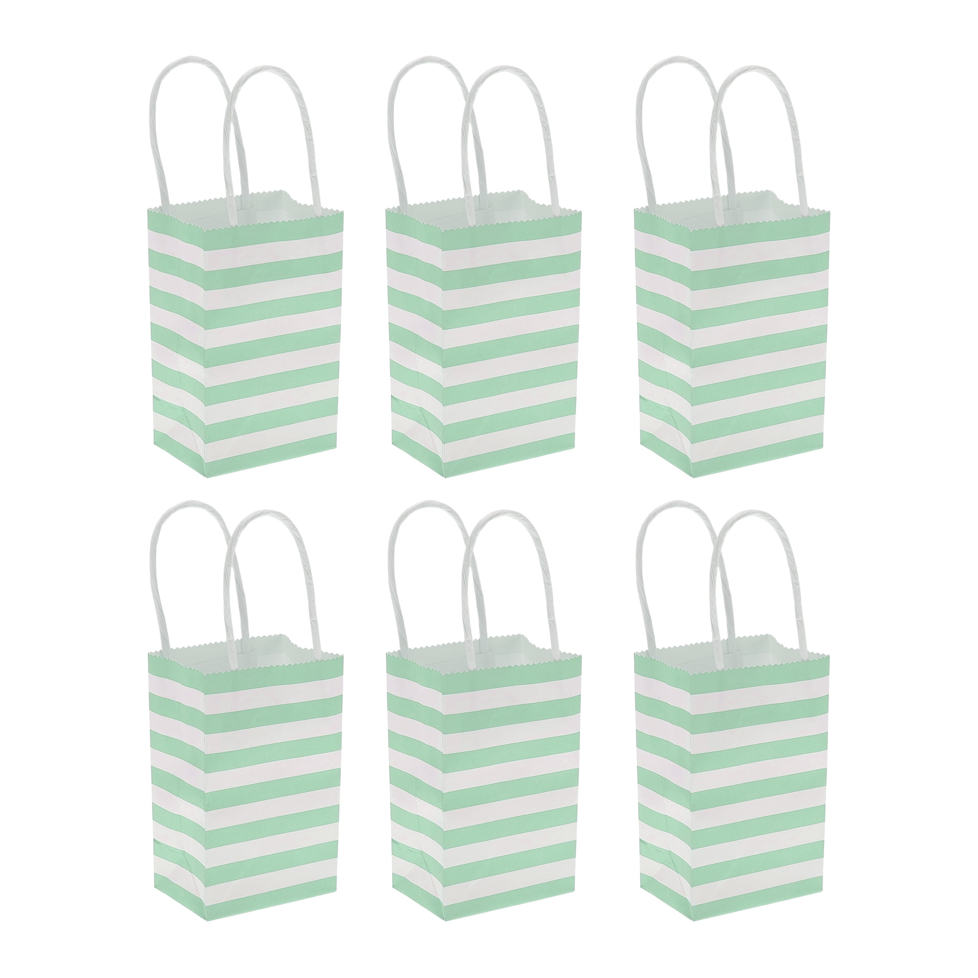 Unique Bargains Stripes Gift Bags 6 Pcs for Birthdays Holidays Green