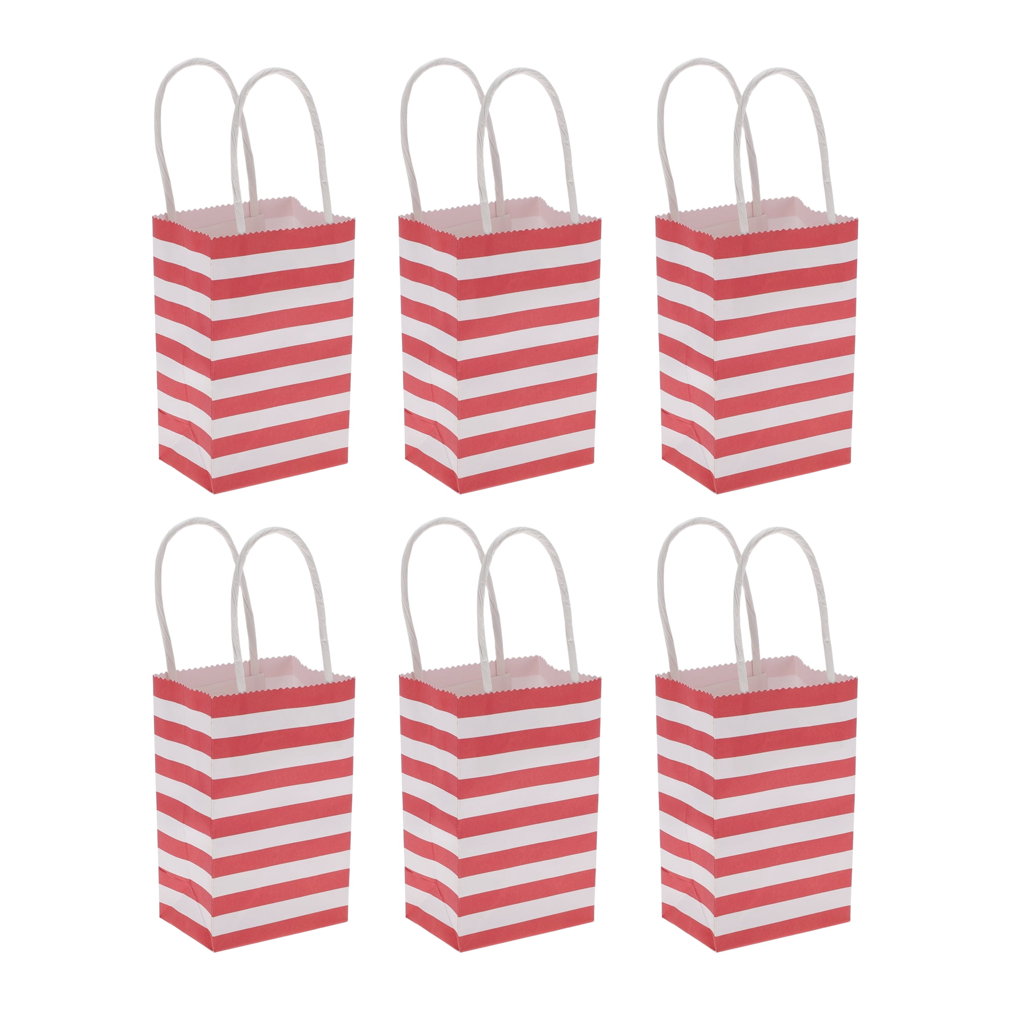 Unique Bargains Stripes Gift Bags 6 Pcs for Birthdays Holidays Red