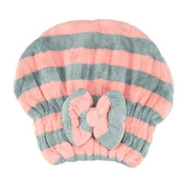 Unique Bargains Strong Absorbent Coral Fleece Hair Drying Towel Dry Cap Gray Pink