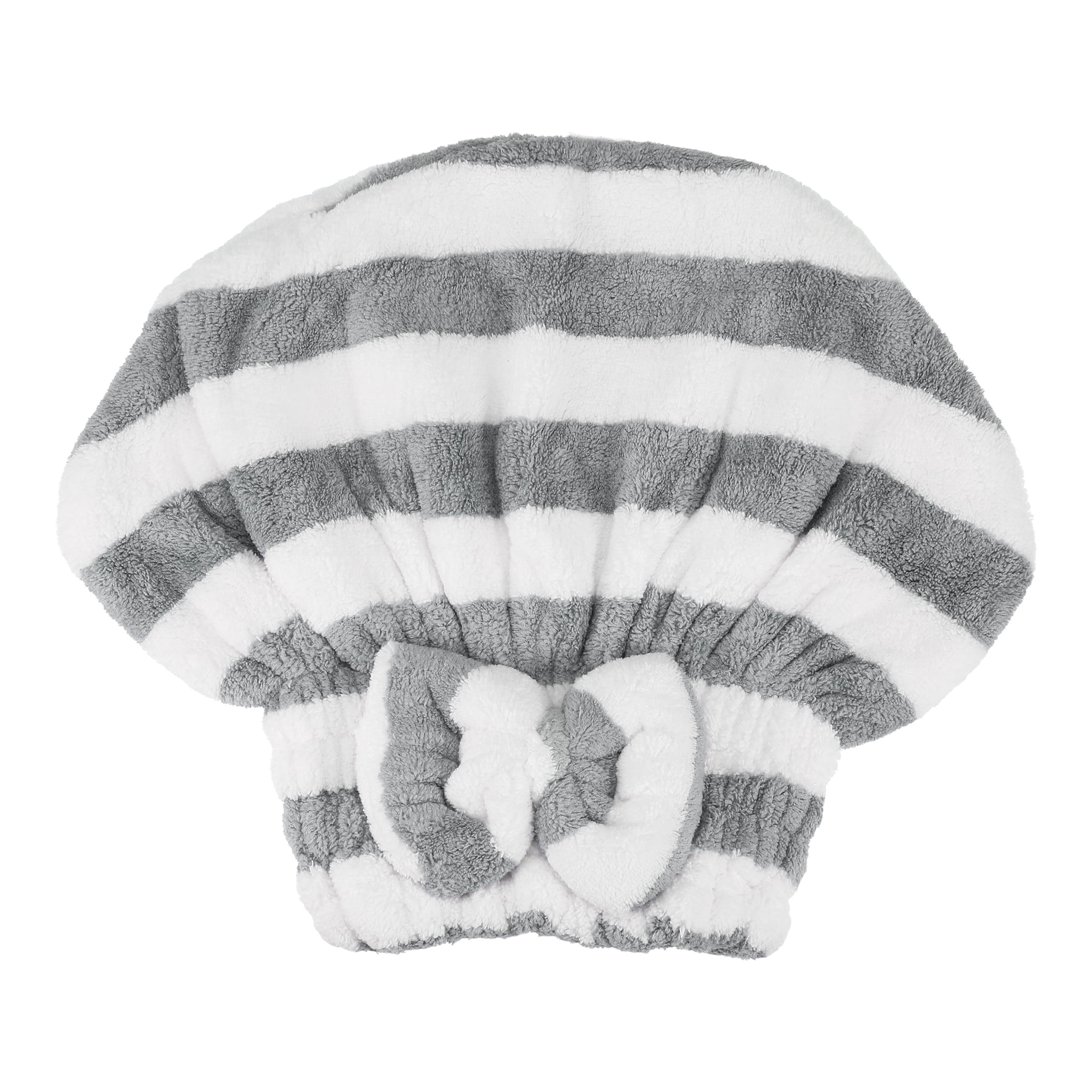 Unique Bargains Strong Absorbent Coral Fleece Hair Drying Towel Dry Cap Gray, White