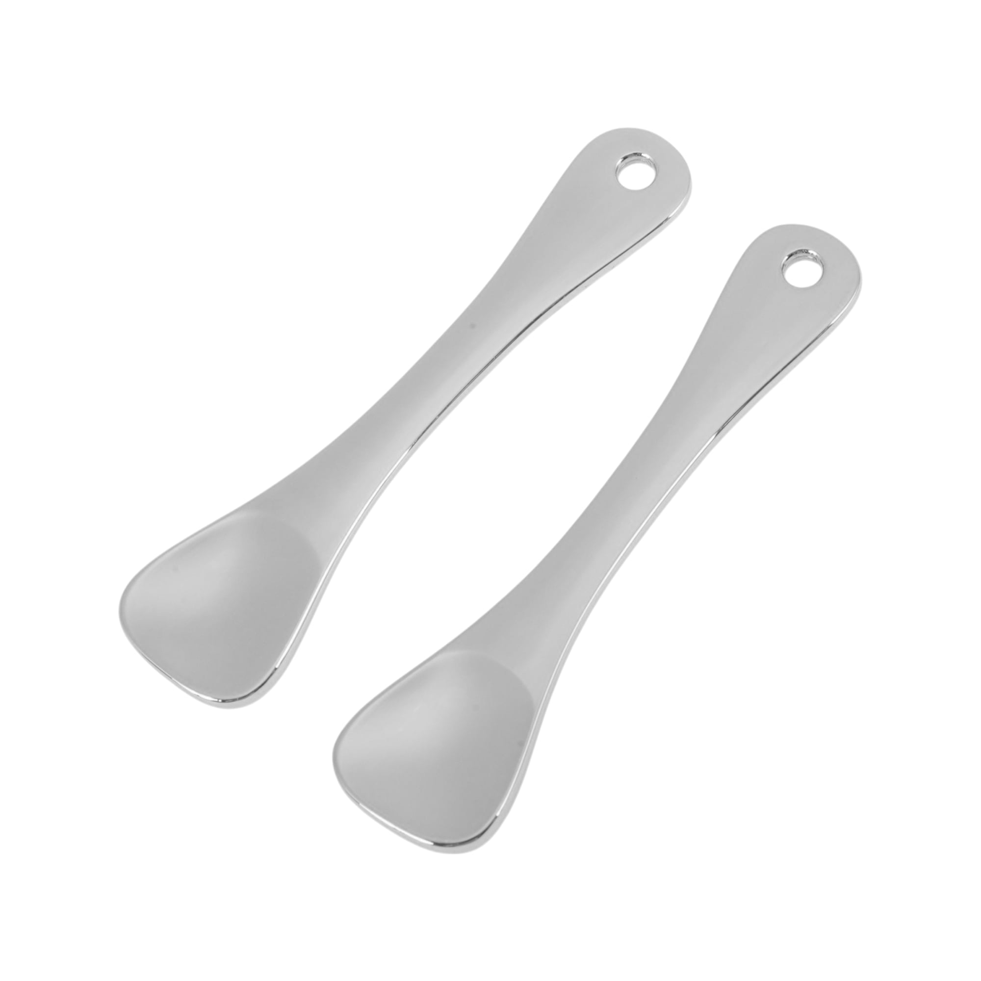 Unique Bargains Sturdy Mini Makeup Cosmetic Spoon 2pcs Silver Tone