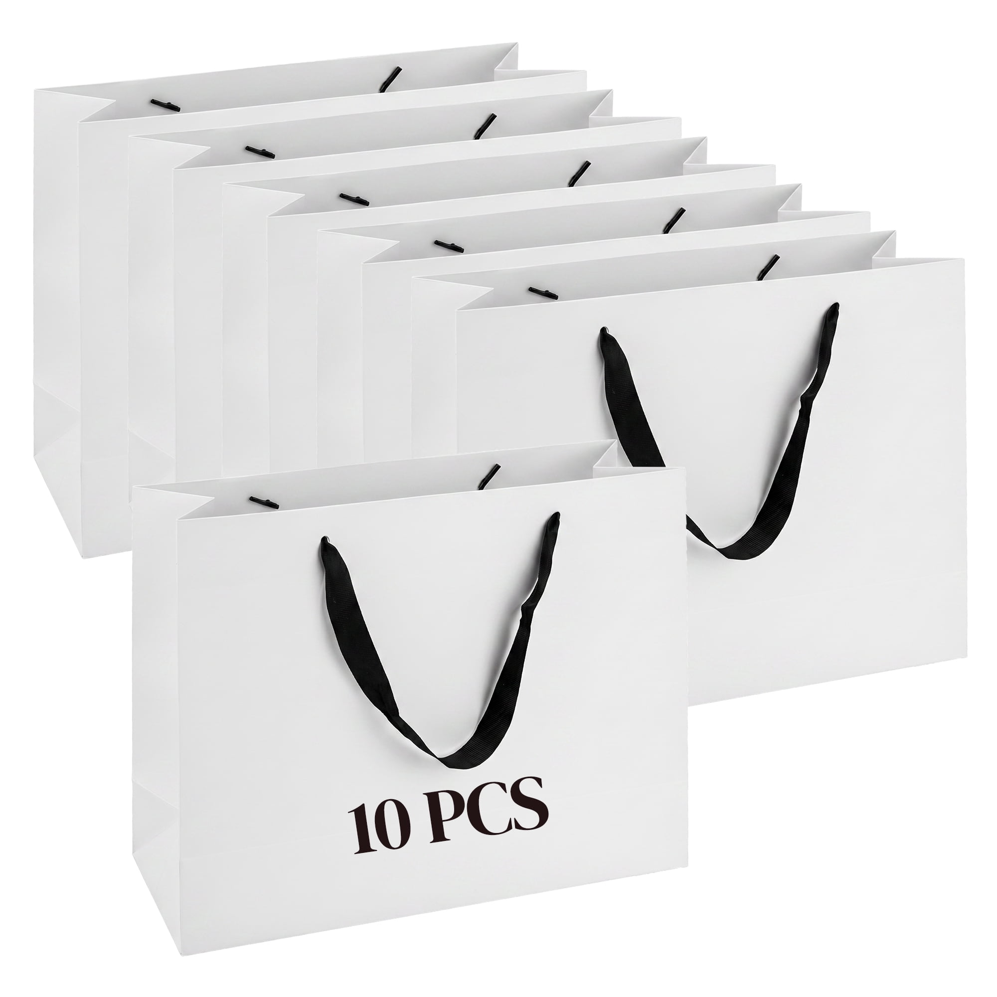 Unique Bargains Sturdy Thick Horizontal Paper Gift Bags White 12.6" x 4.3" x 9.8"