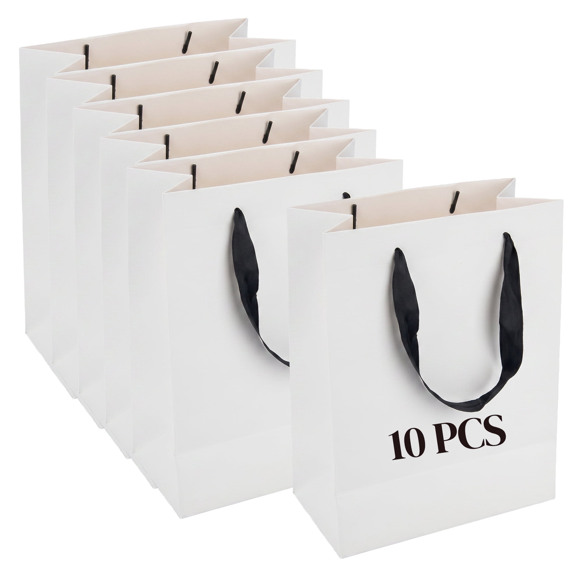 Unique Bargains Sturdy Thick Horizontal Paper Gift Bags White 8.3" x 4.3" x 10.6"