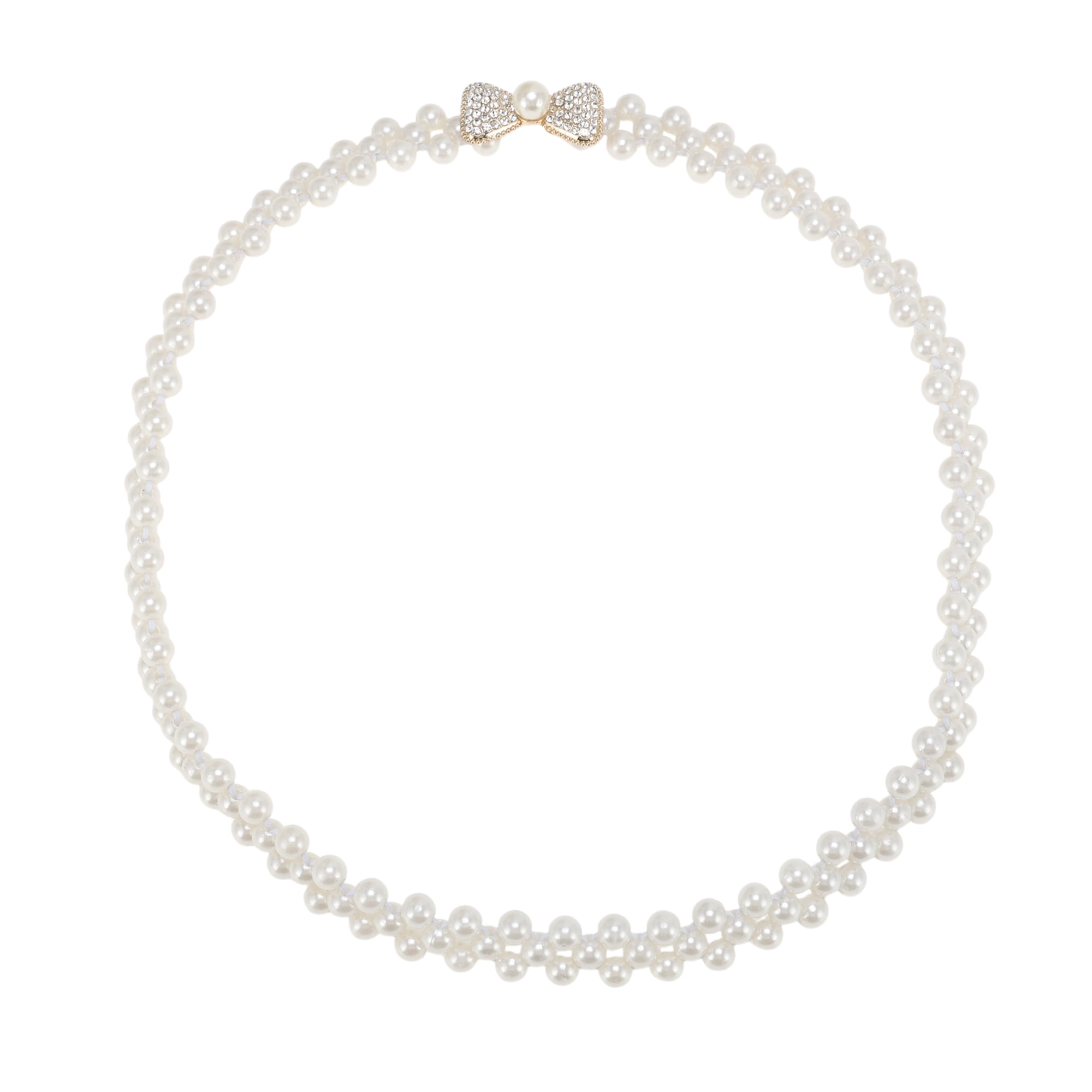 Unique Bargains Stylish Adjustable Waist Belt in Beige for Everyday Wear [Pearl Bow-knot]