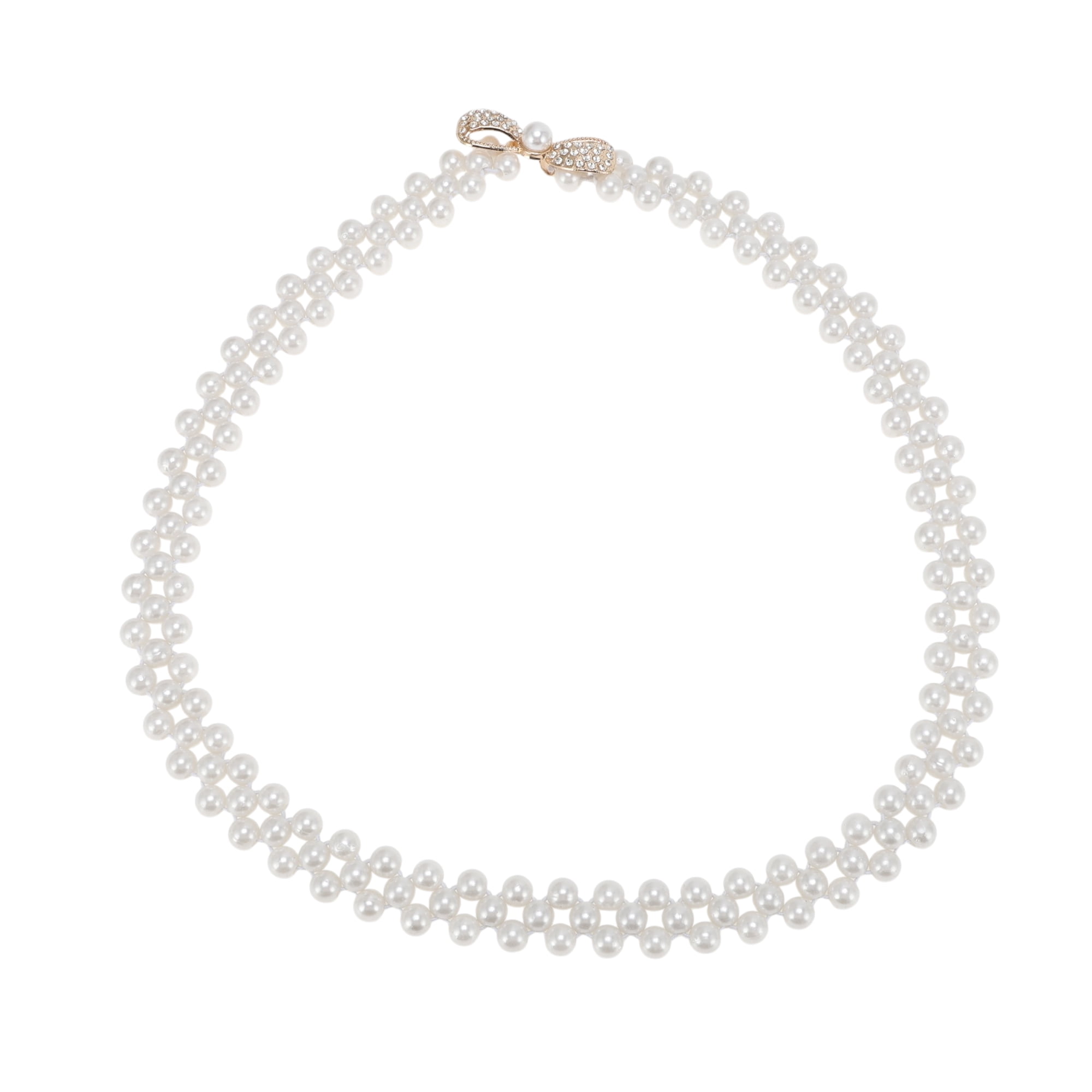 Unique Bargains Stylish Adjustable Waist Belt in Beige for Everyday Wear [Pearls Bow]