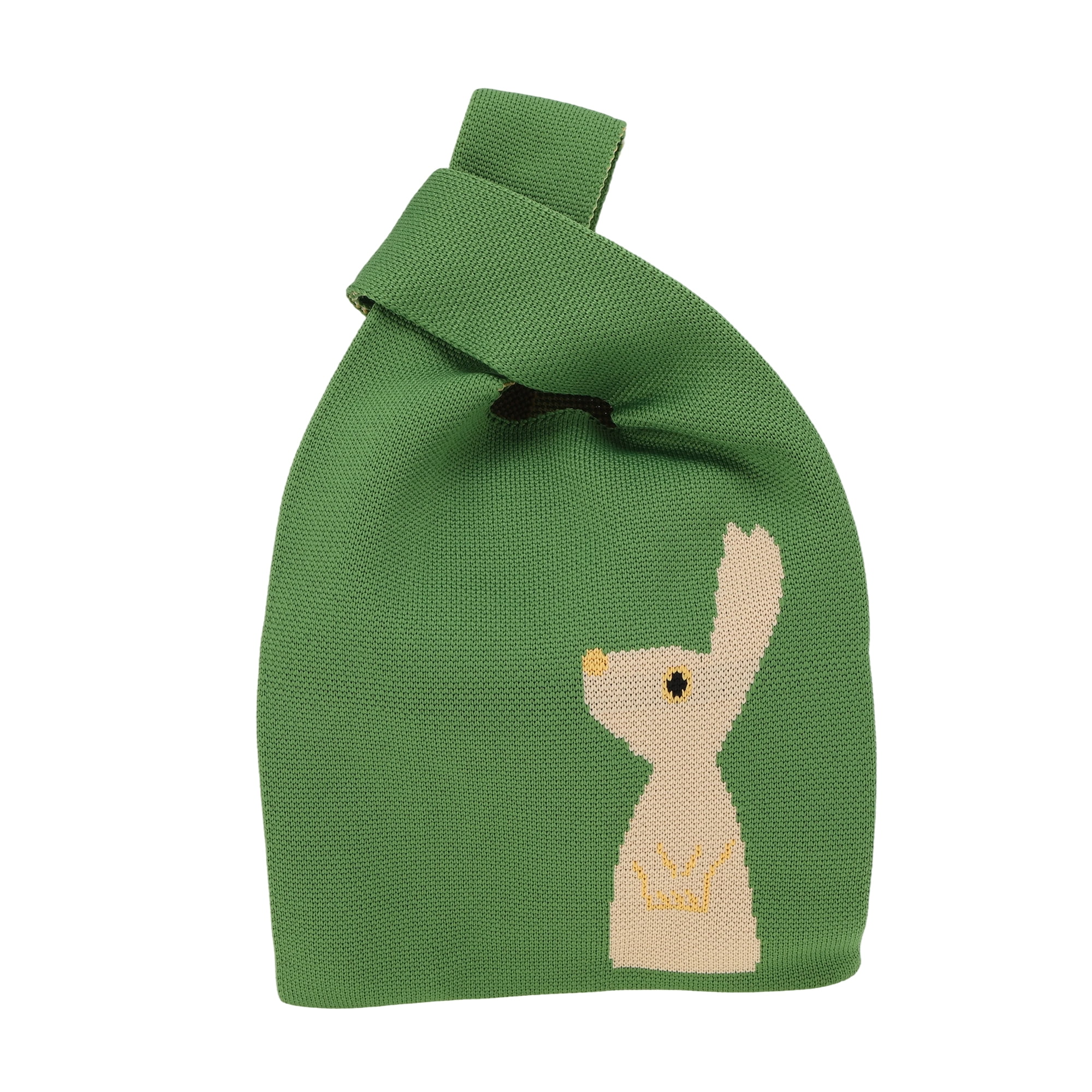 Unique Bargains Stylish Animal Pattern Knitted Wrist Bag for Everyday Use Green