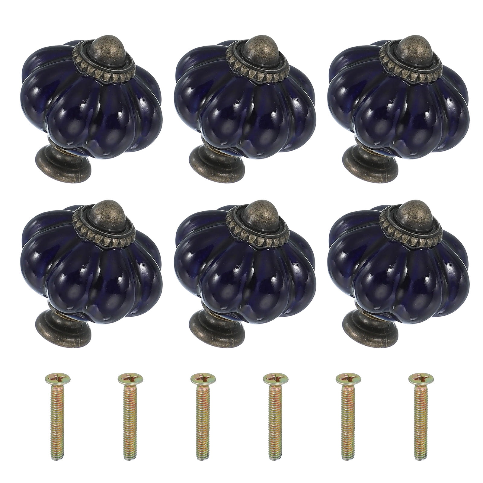 Unique Bargains Stylish Decorative Pumpkin Ceramic Cabinet Drawer Knobs Blue