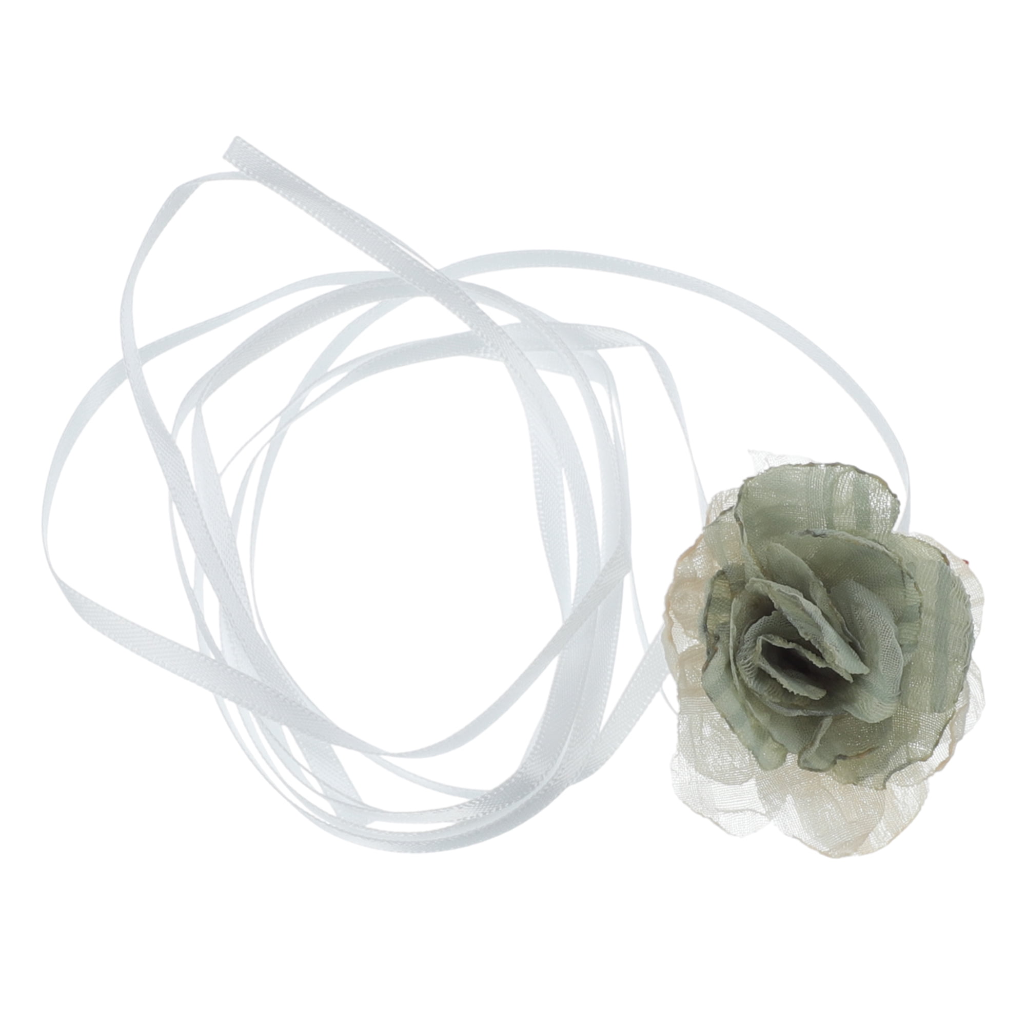 Unique Bargains Stylish Flowers Choker Necklace Green, Beige