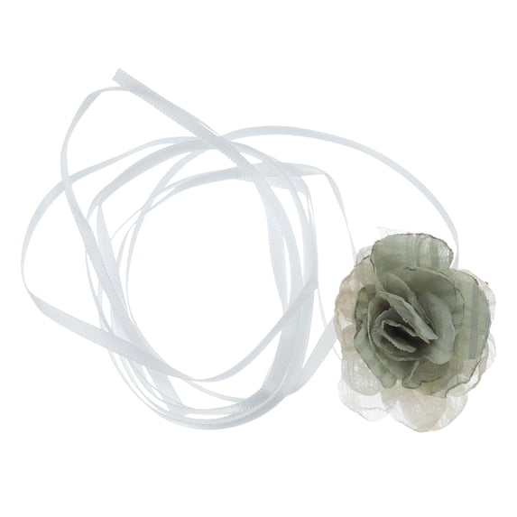Unique Bargains Stylish Flowers Choker Necklace Green, Beige