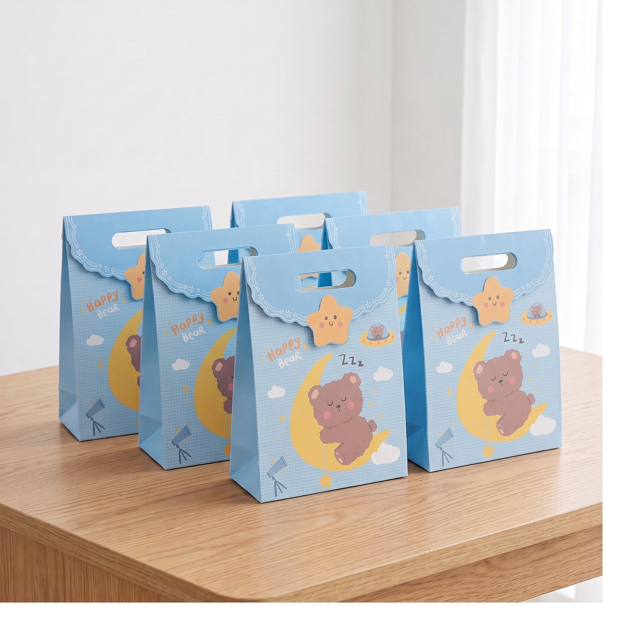 Unique Bargains Stylish Gift Bags with Comfortable Handles Blue 7.5" x 3.5" x 10.6"